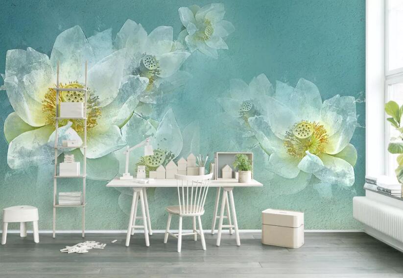 3D White Lotus WG682 Wall Murals