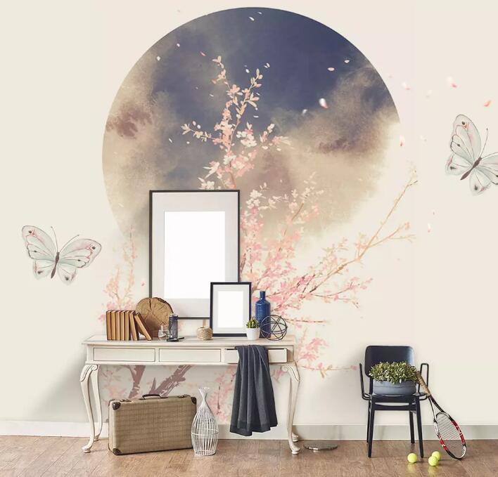 3D Moon Butterfly WG520 Wall Murals