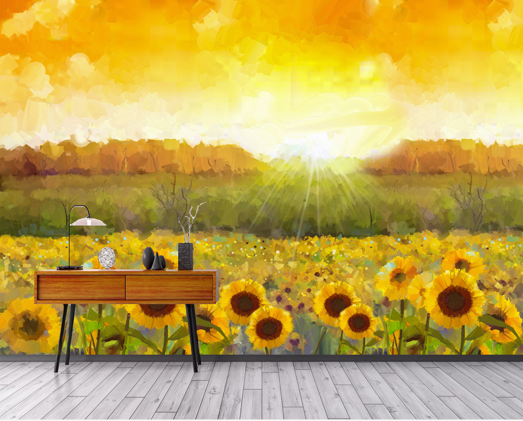 3D Sun Sunflower WG395 Wall Murals