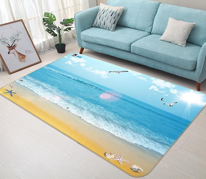 3D Beach Seagull 596 Non Slip Rug Mat Mat AJ Creativity Home 