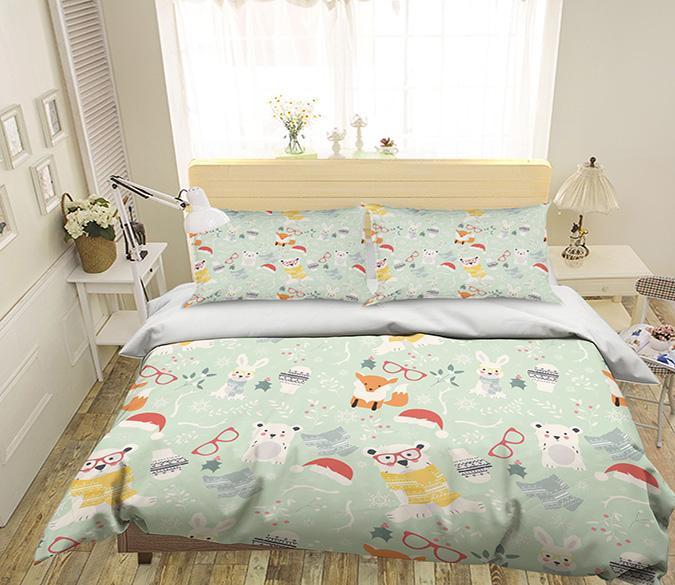 3D Rabbit Scarf 110 Bed Pillowcases Quilt Wallpaper AJ Wallpaper 