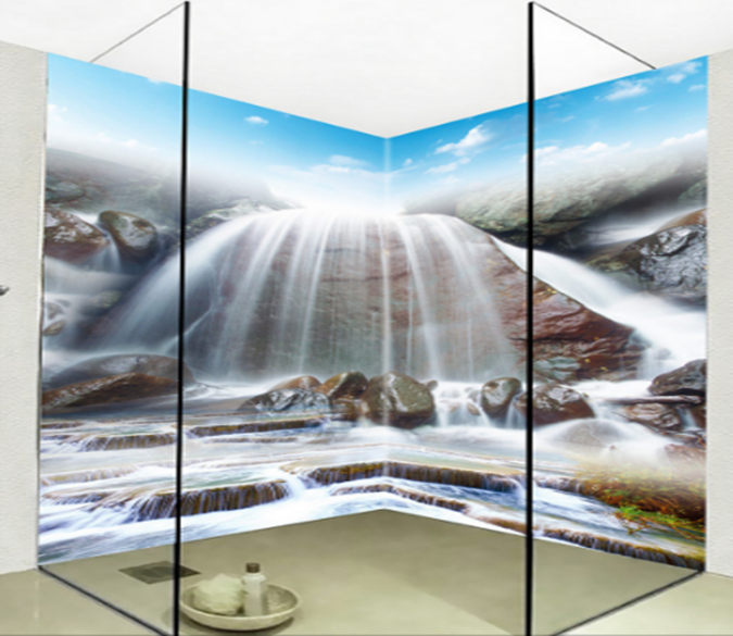 3D Waterfalls Flow 097 Floor Mural Wallpaper AJ Wallpaper 2 