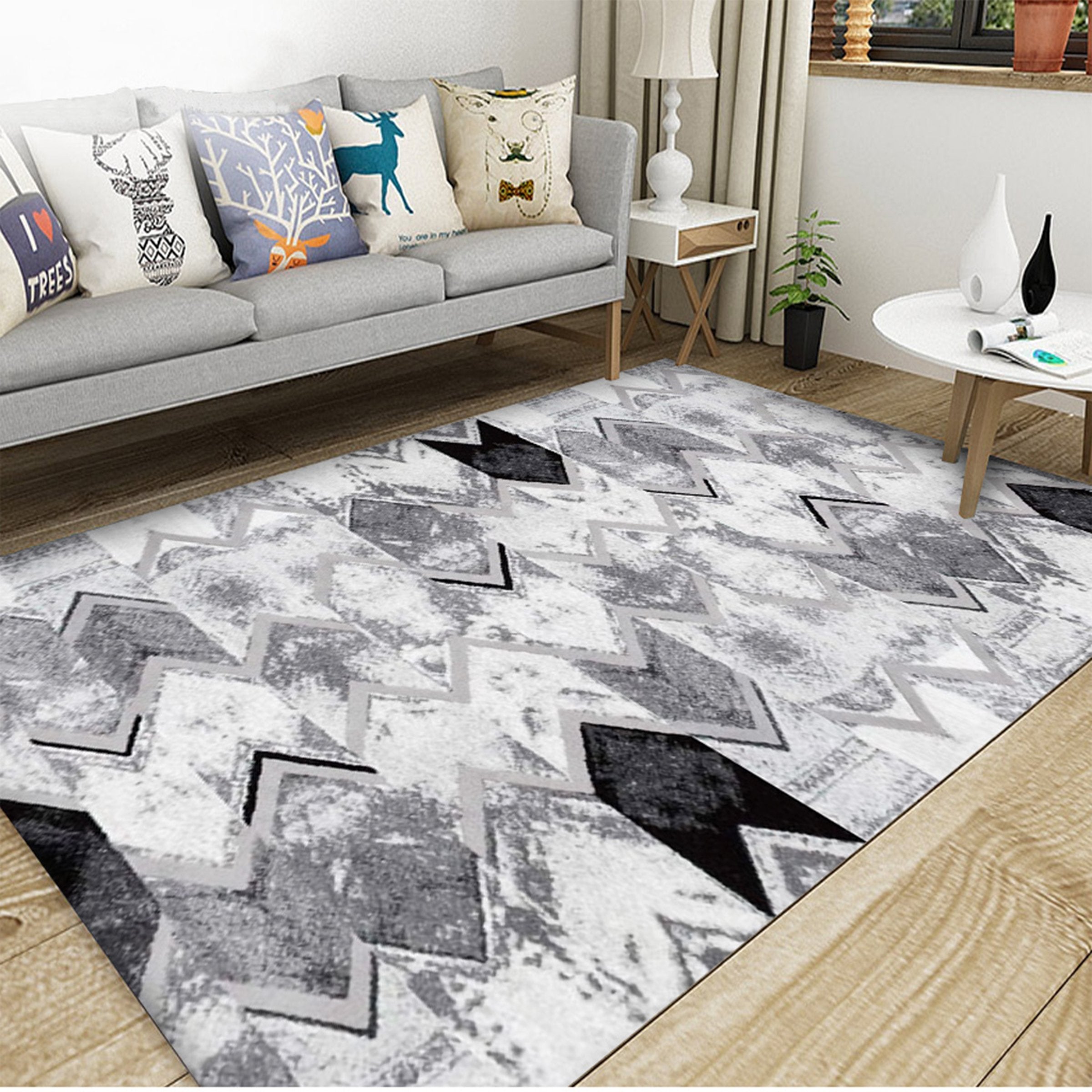 3D Black Geometry WG137 Non Slip Rug Mat Mat AJ Creativity Home 