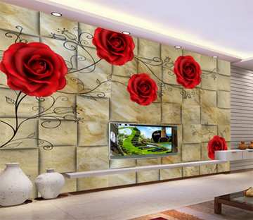 3D Wall Rose 163 Wallpaper AJ Wallpaper 