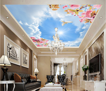 Mural 3D Ceiling Wall Paper Home Decor Blue Sky Maple Leaves Ceiling Mural  Living Room NonWoven Mural Wallpaper Bedroom280X200CmWallpaper   Amazoncouk DIY  Tools