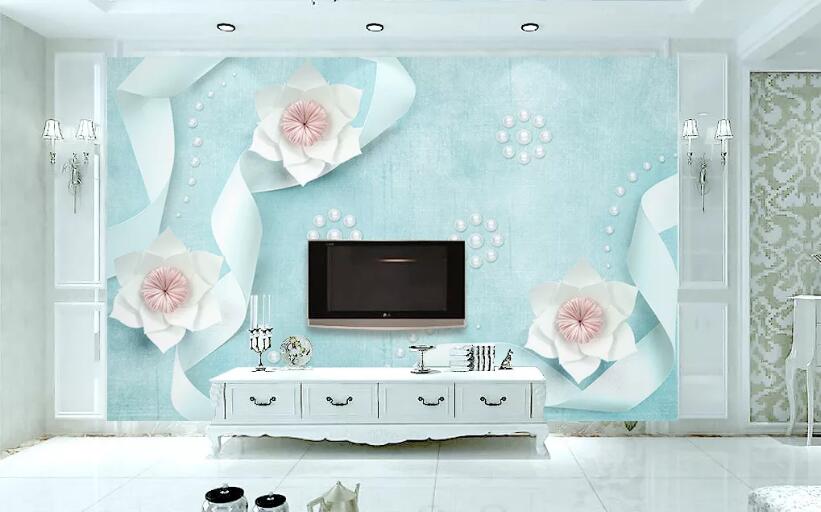 3D Pearl Ribbon WG630 Wall Murals