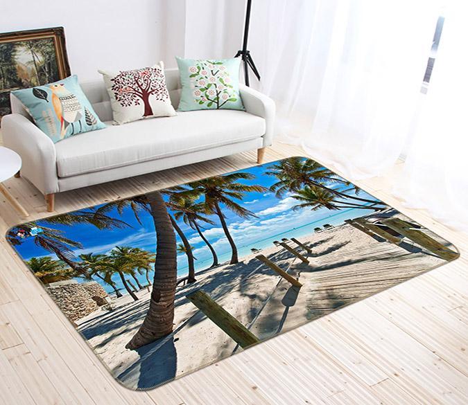 3D Coconut Tree Shadow 410 Non Slip Rug Mat Mat AJ Creativity Home 