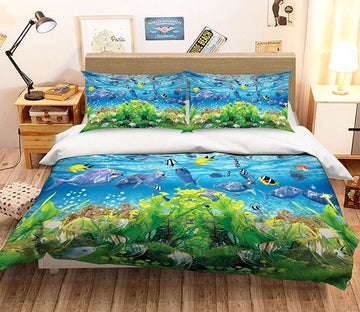 3D Seaweed Fish School 198 Bed Pillowcases Quilt Wallpaper AJ Wallpaper 