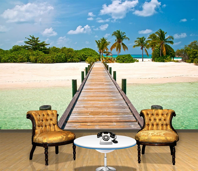 3D Wooden Bridge Beach 776 Wallpaper AJ Wallpaper 2 