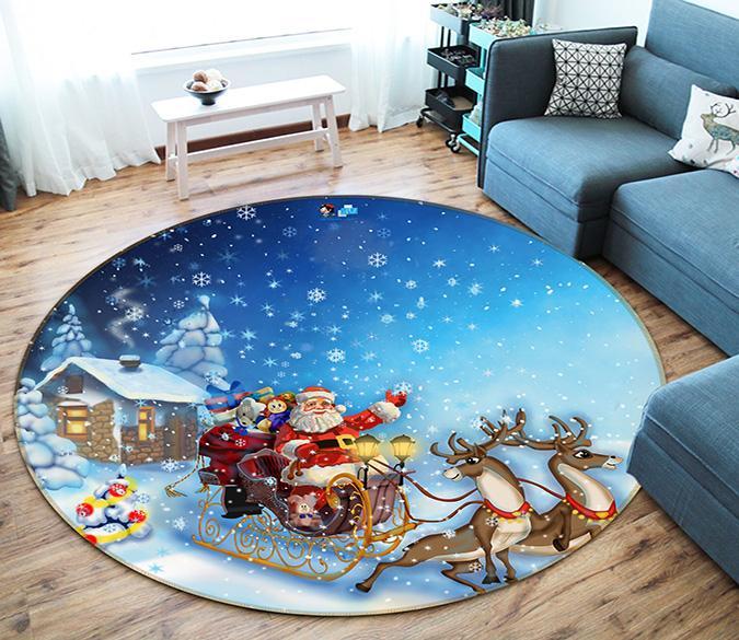 3D Sleigh Gift 362 Round Non Slip Rug Mat Mat AJ Creativity Home 