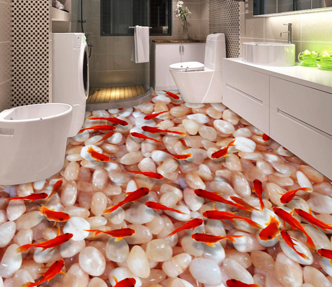 3D Red Fish 035 Floor Mural Wallpaper AJ Wallpaper 2 