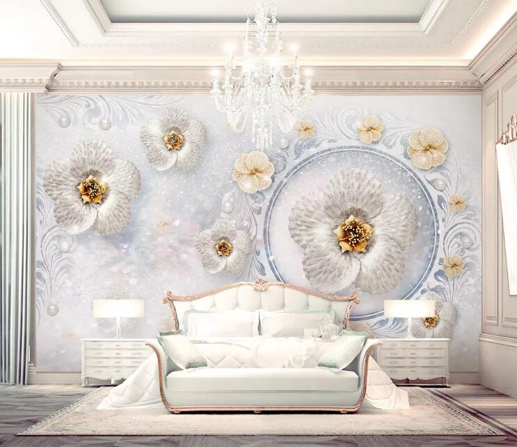 3D Bead Flower WG604 Wall Murals