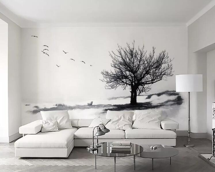 3D Cloud Tree Bird WG586 Wall Murals