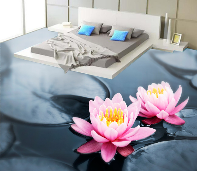 3D Small Lotus Flowers 144 Floor Mural Wallpaper AJ Wallpaper 2 