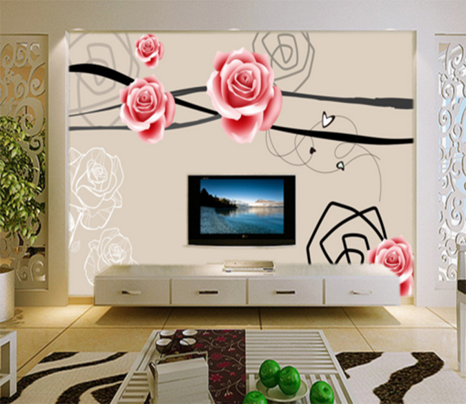 3D Line Rose 077 Wallpaper AJ Wallpaper 