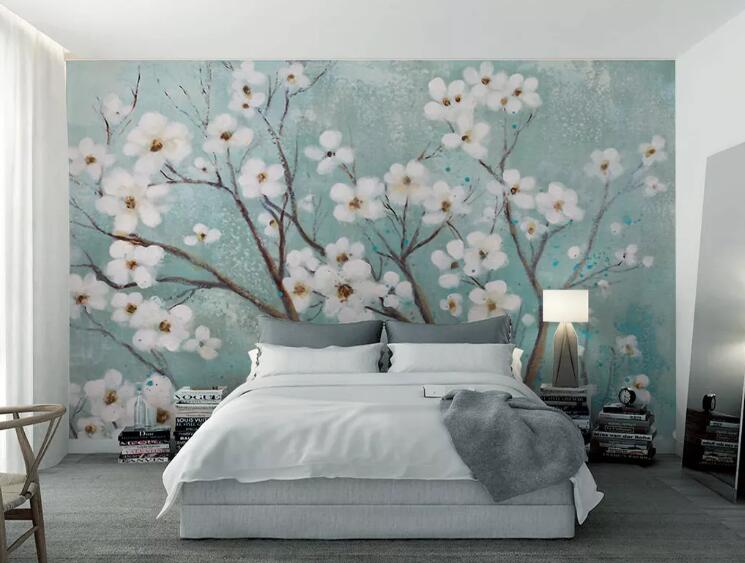 3D White Plum WG672 Wall Murals