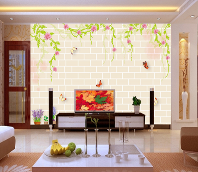 3D Vase butterfly 103 Wallpaper AJ Wallpaper 