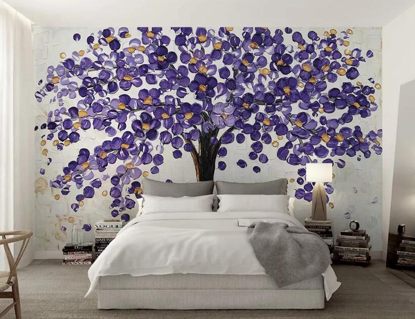 3D Purple Leaves WG39 Wall Murals Wallpaper AJ Wallpaper 2 