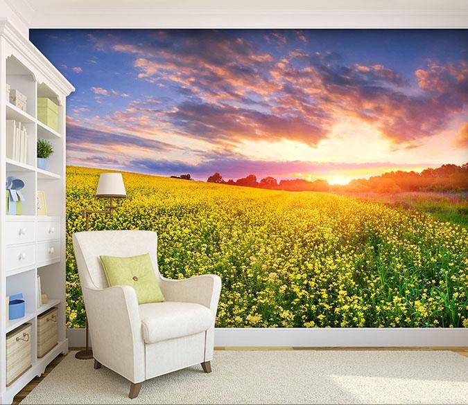 3D Flowerbed Sunset 706 Wallpaper AJ Wallpaper 