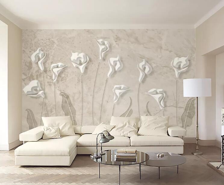 3D White Lily WG613 Wall Murals