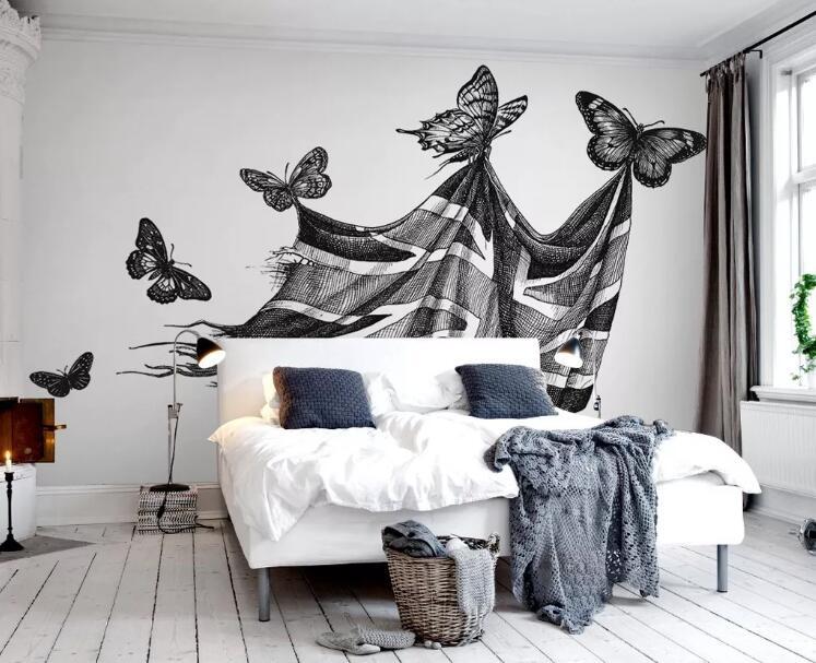 3D Black Butterfly WG40 Wall Murals Wallpaper AJ Wallpaper 2 