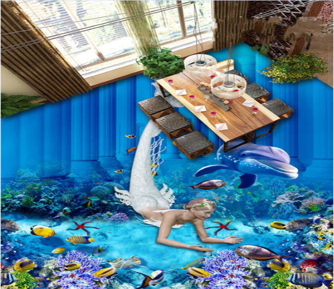 3D Mermaid 025 Floor Mural Wallpaper AJ Wallpaper 2 