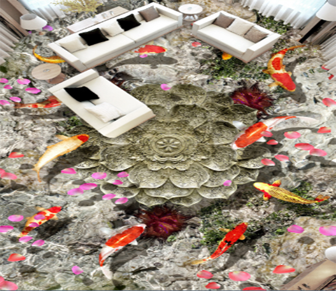 3D Stone Flower 097 Floor Mural Wallpaper AJ Wallpaper 2 