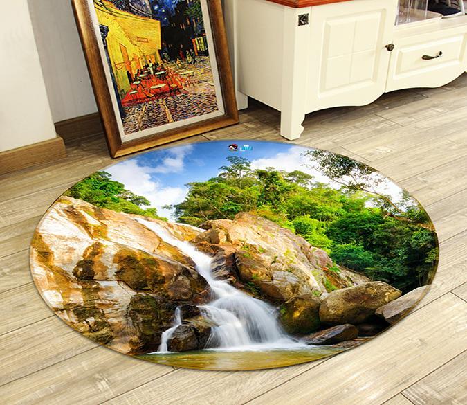 3D Stone Tree 351 Round Non Slip Rug Mat Mat AJ Creativity Home 