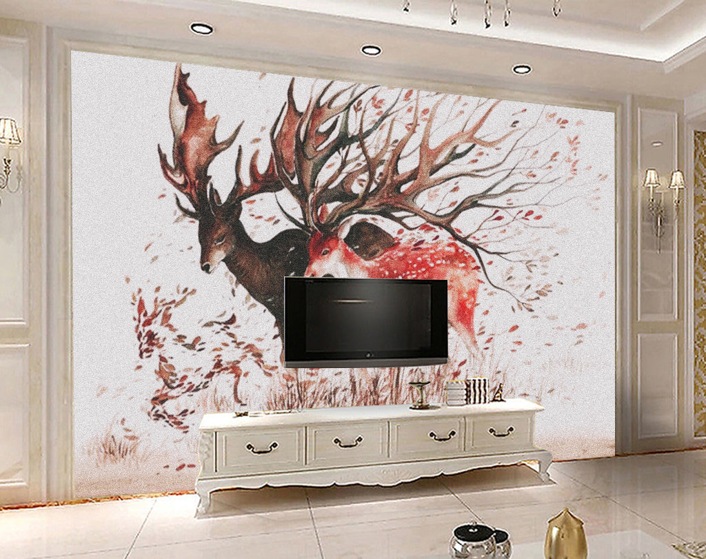 3D Sika Deer Leave WG325 Wall Murals