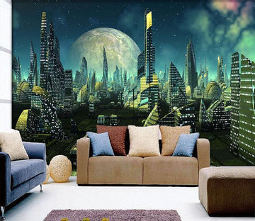 3D Moon Building 767 Wallpaper AJ Wallpaper 