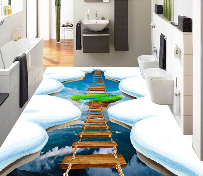 3D Ice Wood Bridge 329 Floor Mural Wallpaper AJ Wallpaper 2 