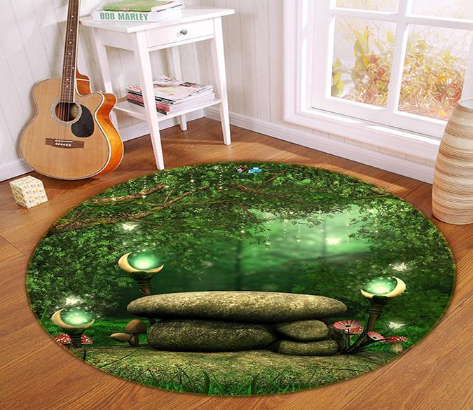 3D Stone Mushroom 358 Round Non Slip Rug Mat Mat AJ Creativity Home 