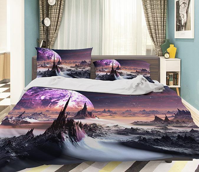 3D Moon Hillside 004 Bed Pillowcases Quilt Wallpaper AJ Wallpaper 