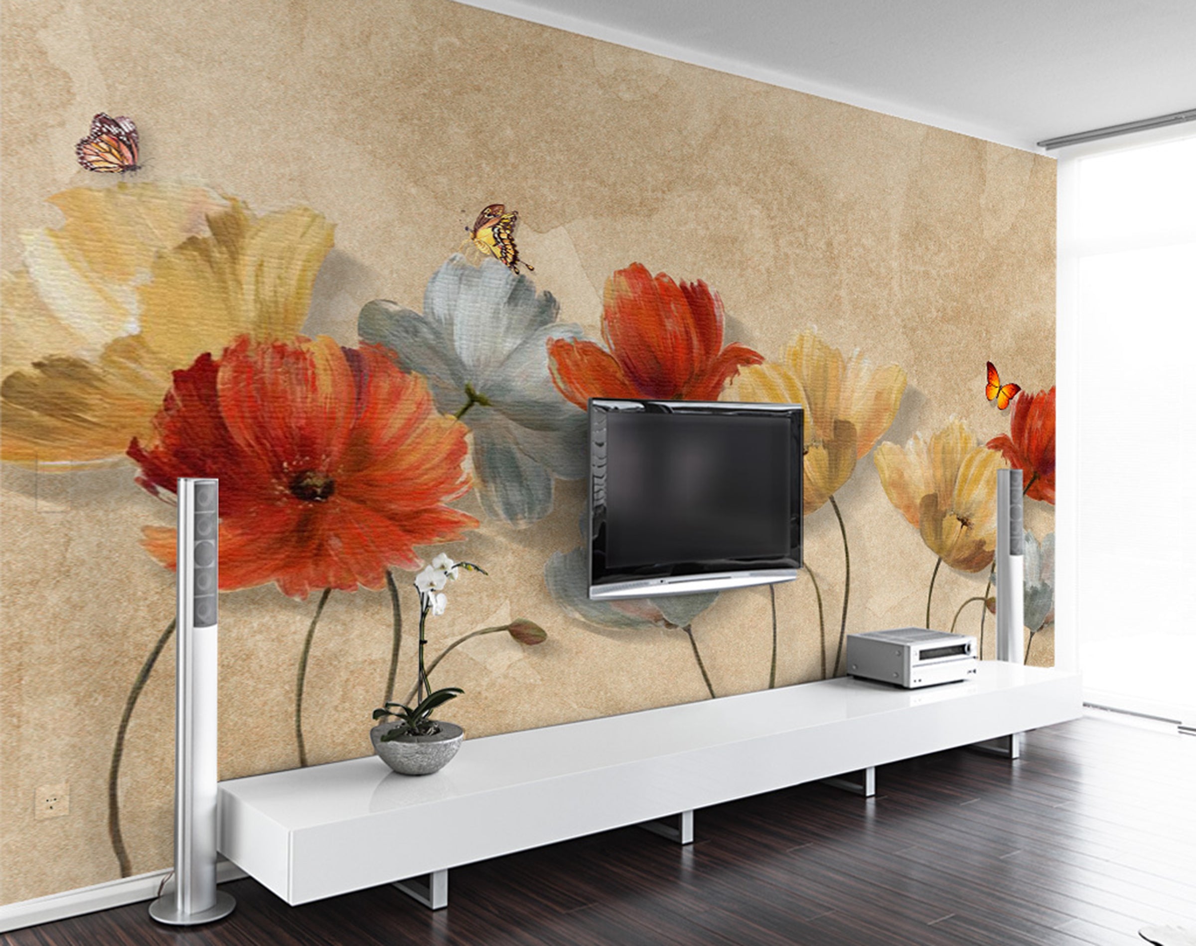 3D Flower Butterfly WG202 Wall Murals