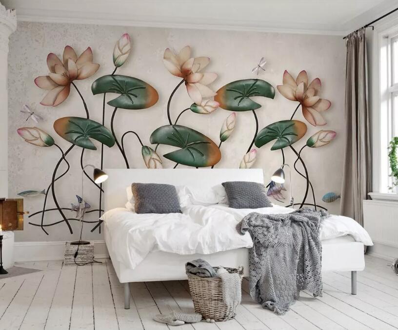 3D Lotus Flower WC093 Wall Murals