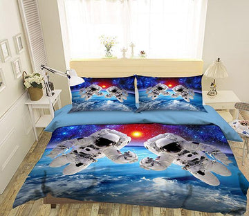 3D Astronauts Flying 147 Bed Pillowcases Quilt Wallpaper AJ Wallpaper 