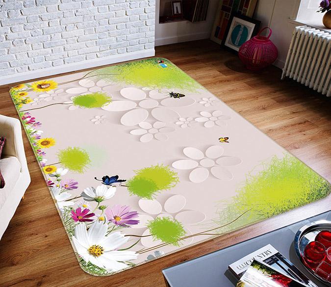 3D Sunflower Butterfly 480 Non Slip Rug Mat Mat AJ Creativity Home 