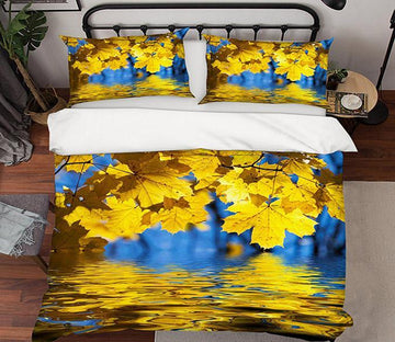 3D Maple Leaf Water 073 Bed Pillowcases Quilt Wallpaper AJ Wallpaper 