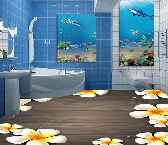 3D White Flower 037 Floor Mural Wallpaper AJ Wallpaper 2 