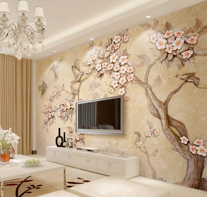 3D Magpie Flower WG696 Wall Murals