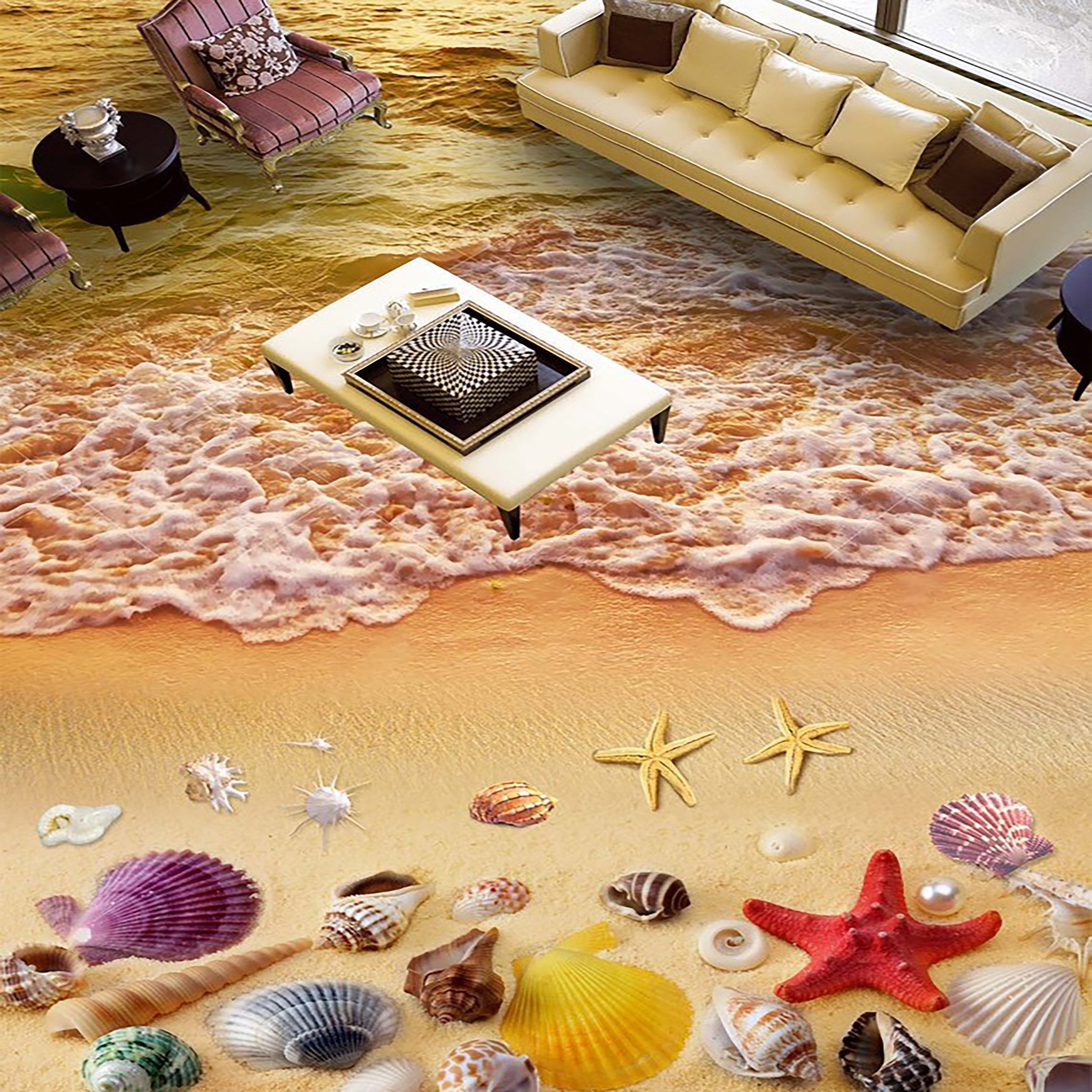 3D Beach Shell WG291 Floor Mural Wallpaper AJ Wallpaper 2 