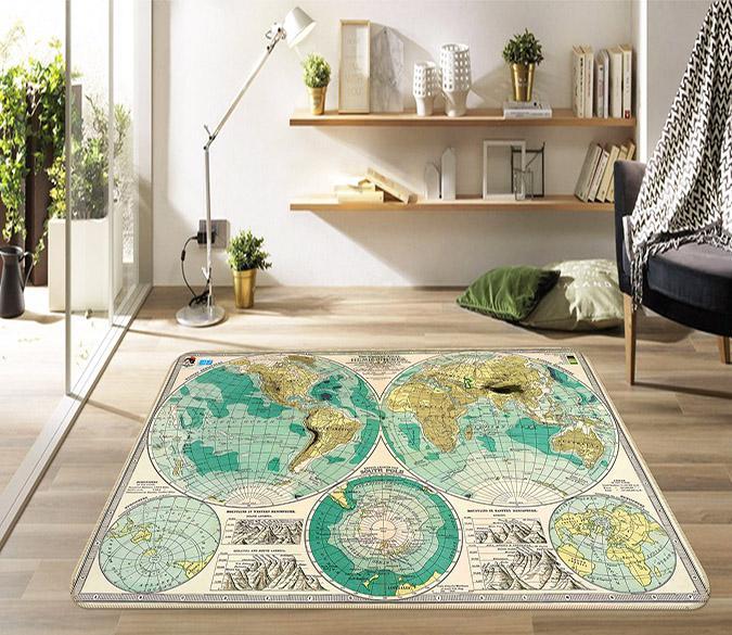 3D Hemisphere Map 504 Non Slip Rug Mat Mat AJ Creativity Home 