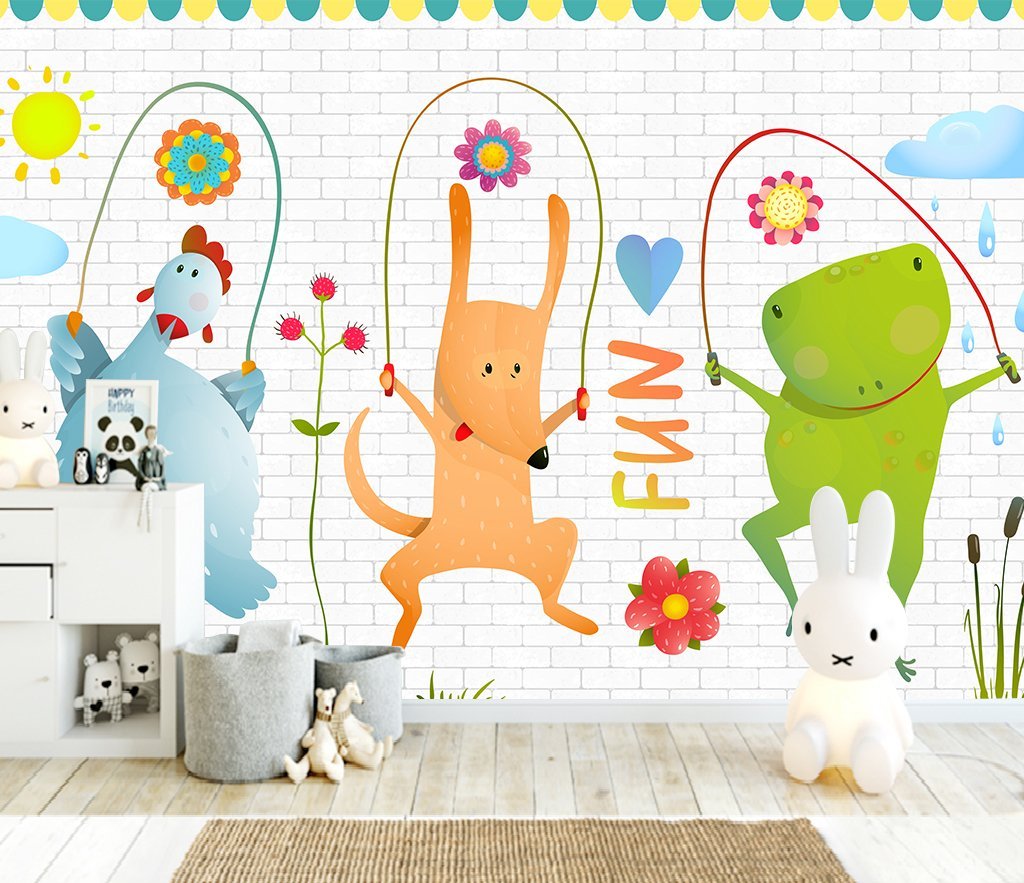 3D Animal Skipping 837 Wall Murals Wallpaper AJ Wallpaper 2 