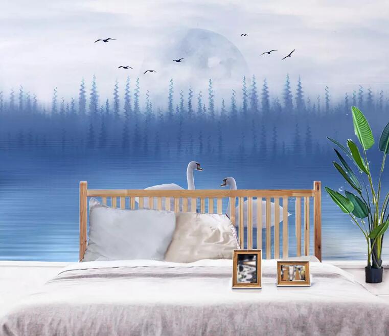 3D Swan Lake WG773 Wall Murals