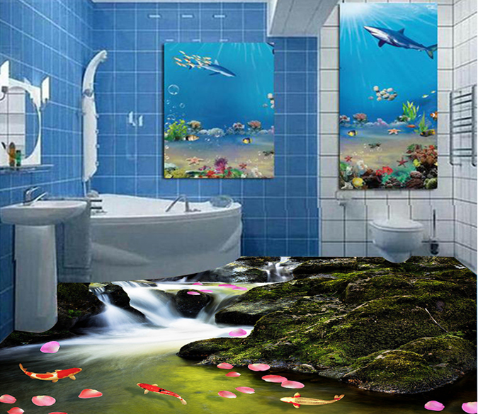 3D River Fish 051 Floor Mural Wallpaper AJ Wallpaper 2 