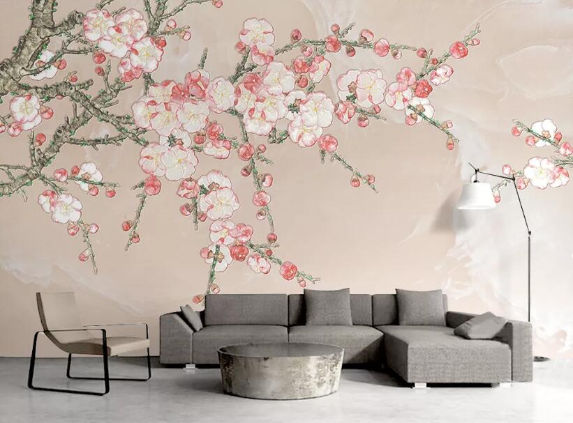 3D Peach Blossom WG01 Wall Murals Wallpaper AJ Wallpaper 2 