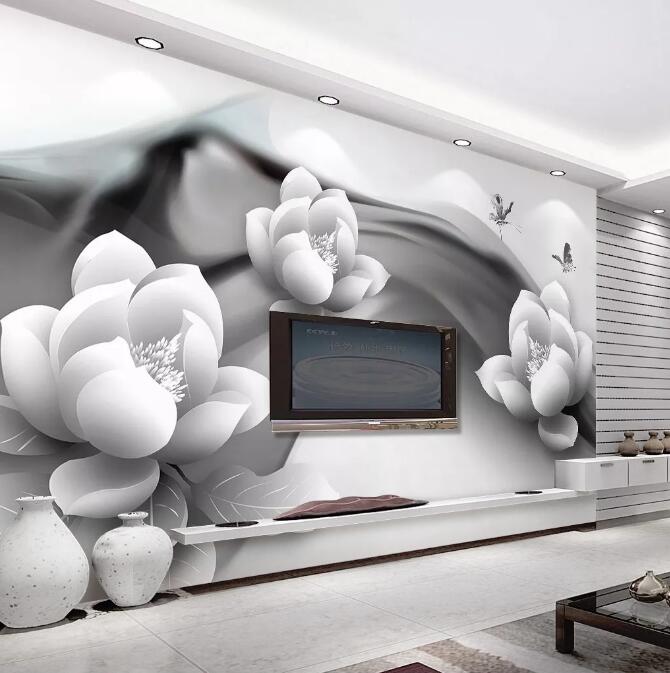 3D White Lotus WG545 Wall Murals