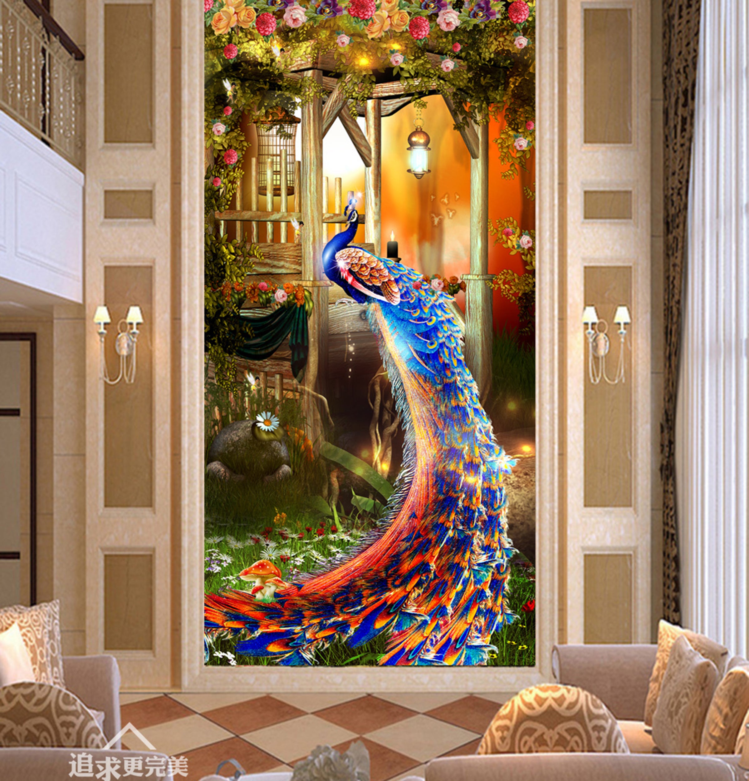 3D Elegant Peacock WG005 Wall Murals