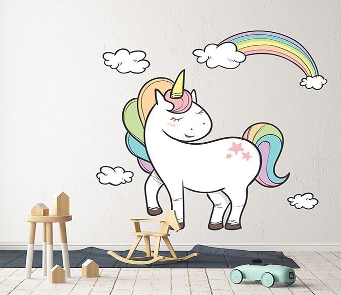 3D Cartoon Unicorn Rainbow 147 Wall Stickers Wallpaper AJ Wallpaper 