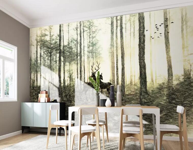 3D Deer Forest WG61 Wall Murals Wallpaper AJ Wallpaper 2 